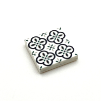 Tile Portugees 2x2 Type 3 Small Dark Green on White