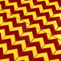 Tile Sign Schrikhek 1x4 Red on Yellow Chevron Dense