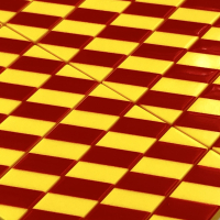 Tile Sign Schrikhek 1x4 Red on Yellow Right Dense