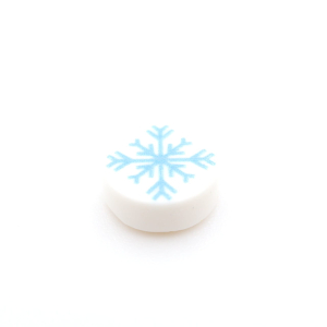 Tile Kerst Snowflake 1x1 Round White Type 6