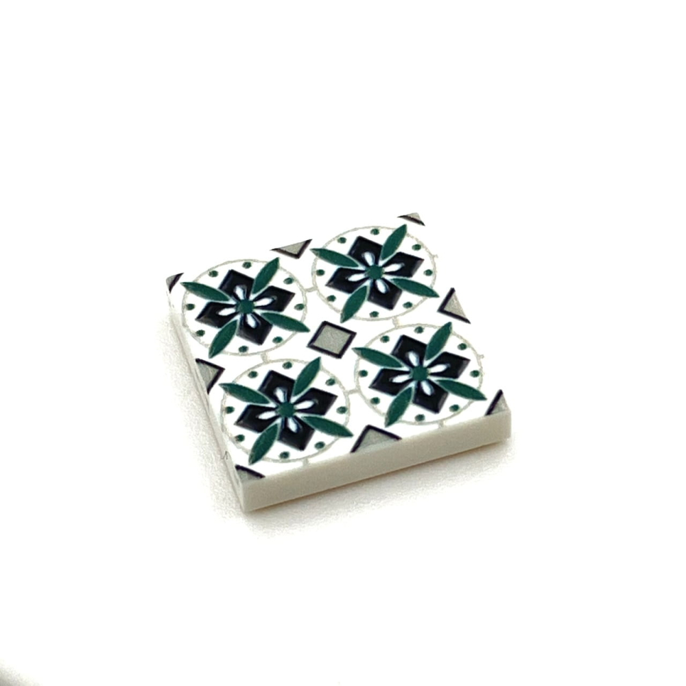 Tile Portugees 2x2 Type 1 Small Dark Green on White