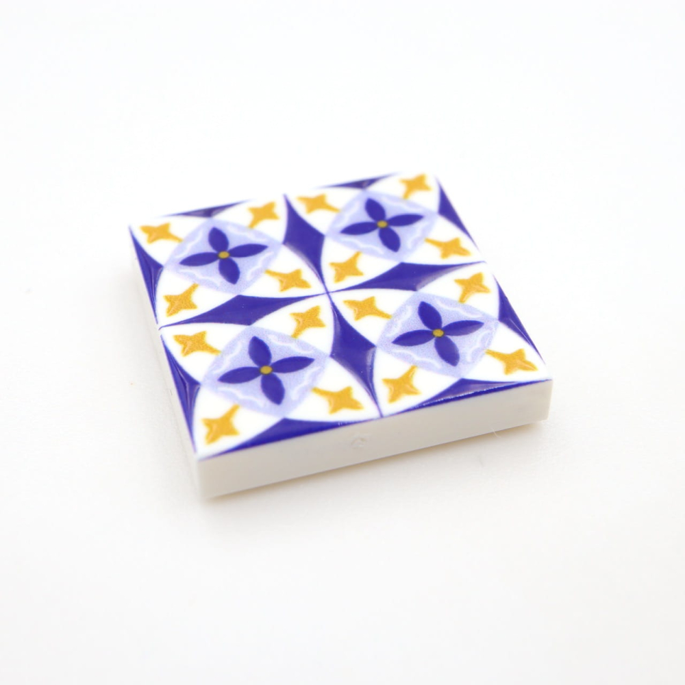 Tile Portugees 2x2 Type 10 small Light Blue on White