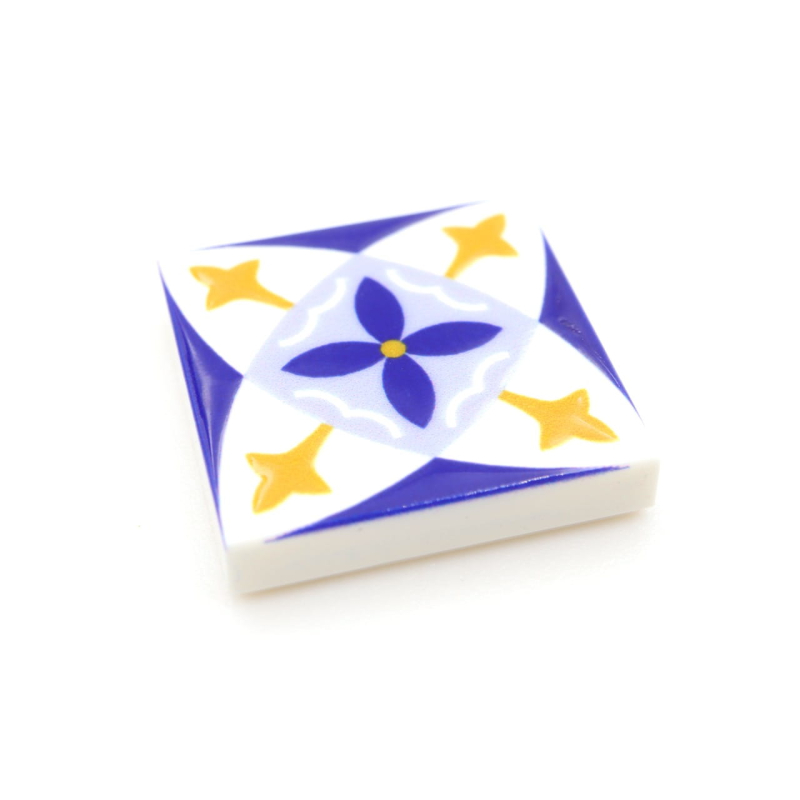 Tile Portugees 2x2 Type 10 medium Light Blue on White