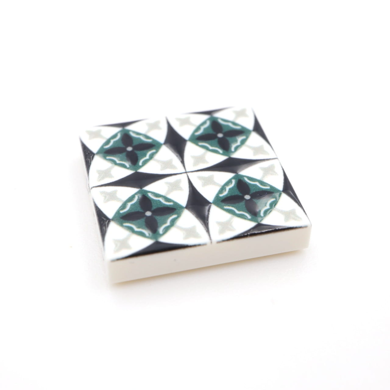 Tile Portugees 2x2 Type 10 small Dark Green on White