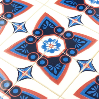 Tile Portugees 2x2 Type 2 Large Red on White