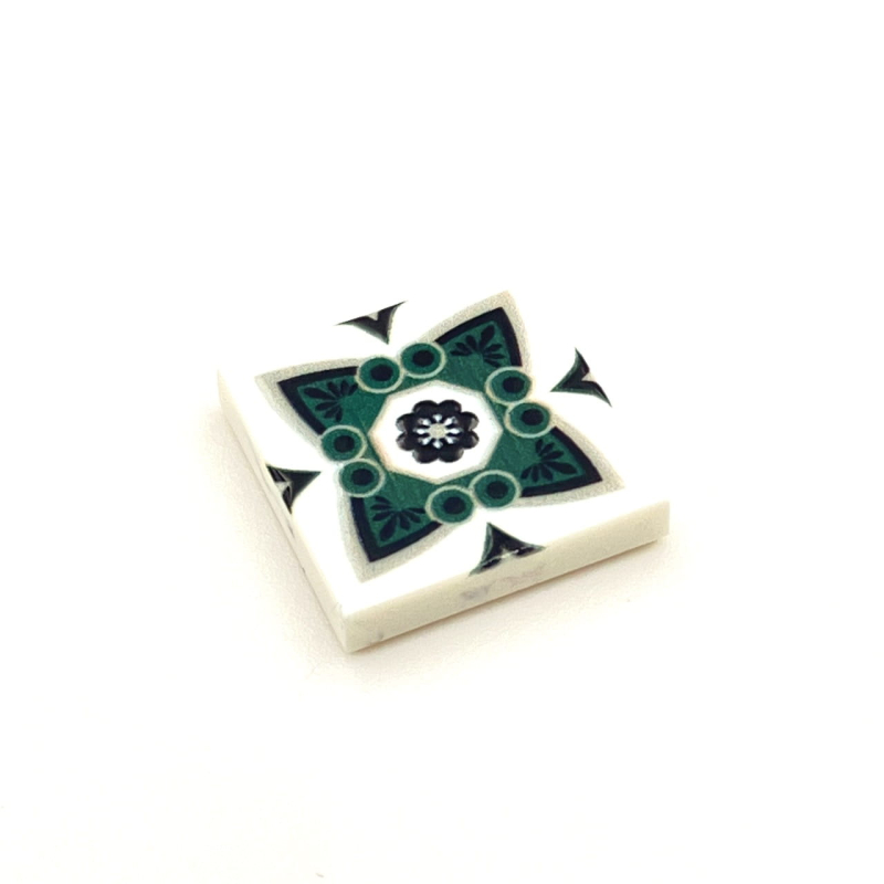 Tile Portugees 2x2 Type 2 Medium Dark Green on White