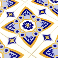 Tile Portugees 2x2 Type 2 Large Orange on White