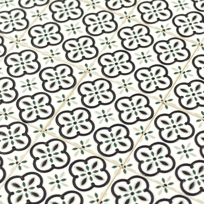Tile Portugees 2x2 Type 3 Small Dark Green on White