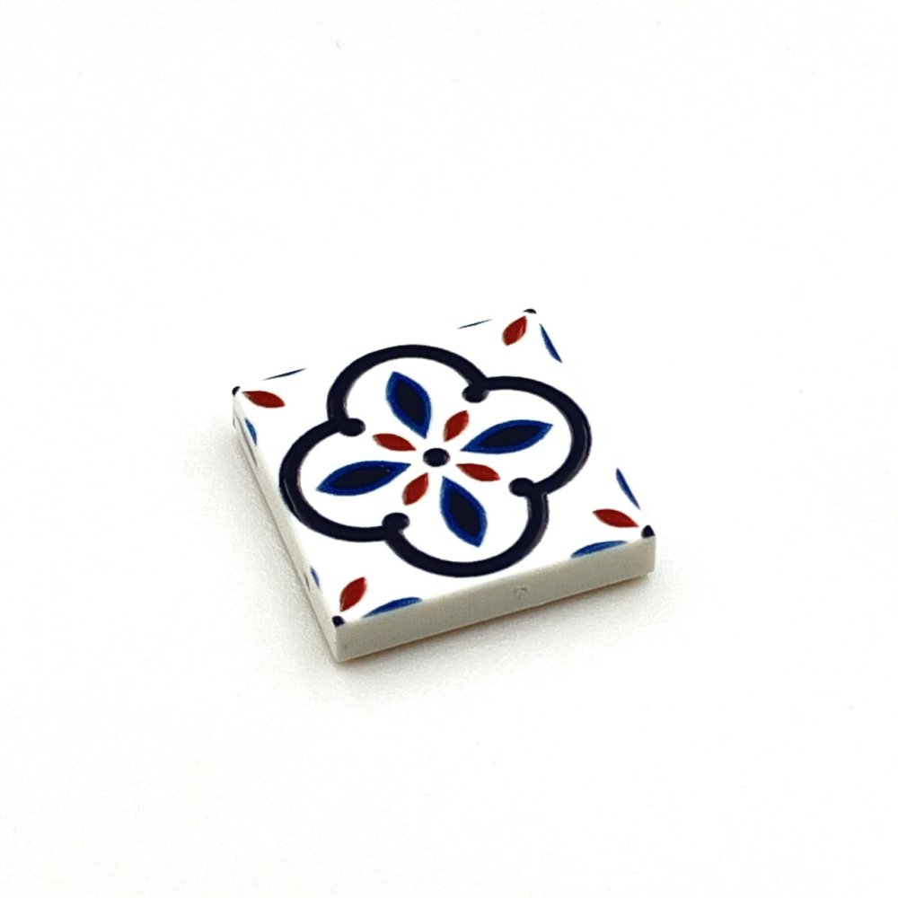 Tile Portugees 2x2 Type 3 Medium Red on White