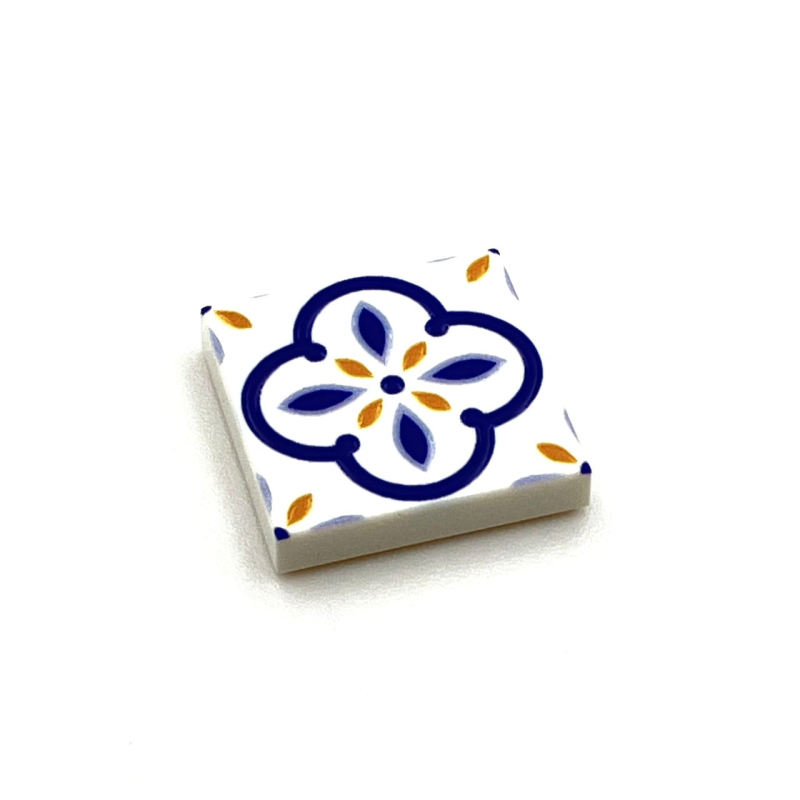 Tile Portugees 2x2 Type 3 Medium Orange on White