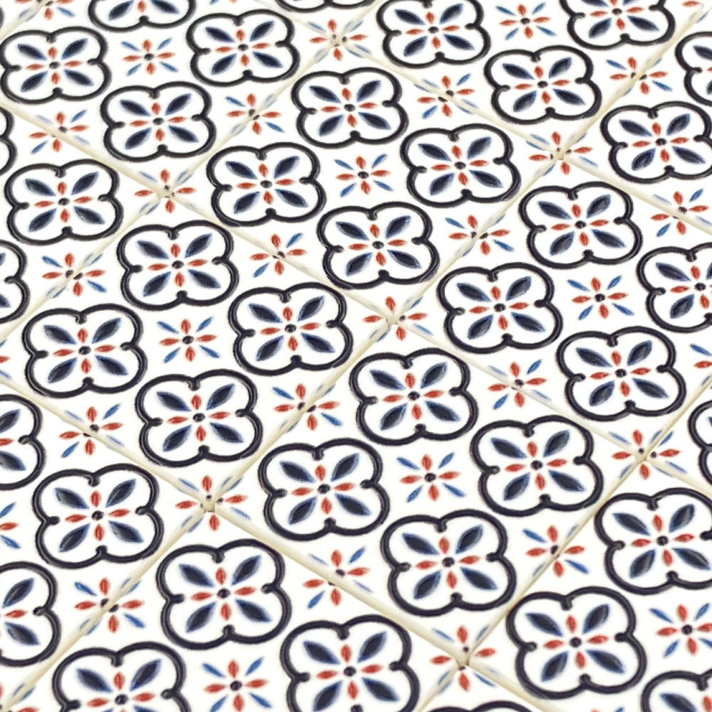 Tile Portugees 2x2 Type 3 Small Red on White