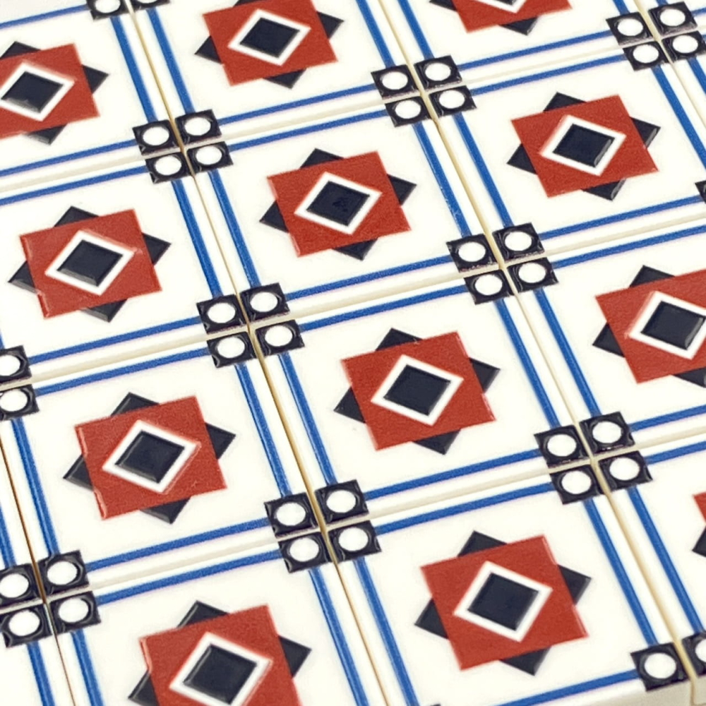 Tile Portugees 2x2 Type 4 Medium Red on White