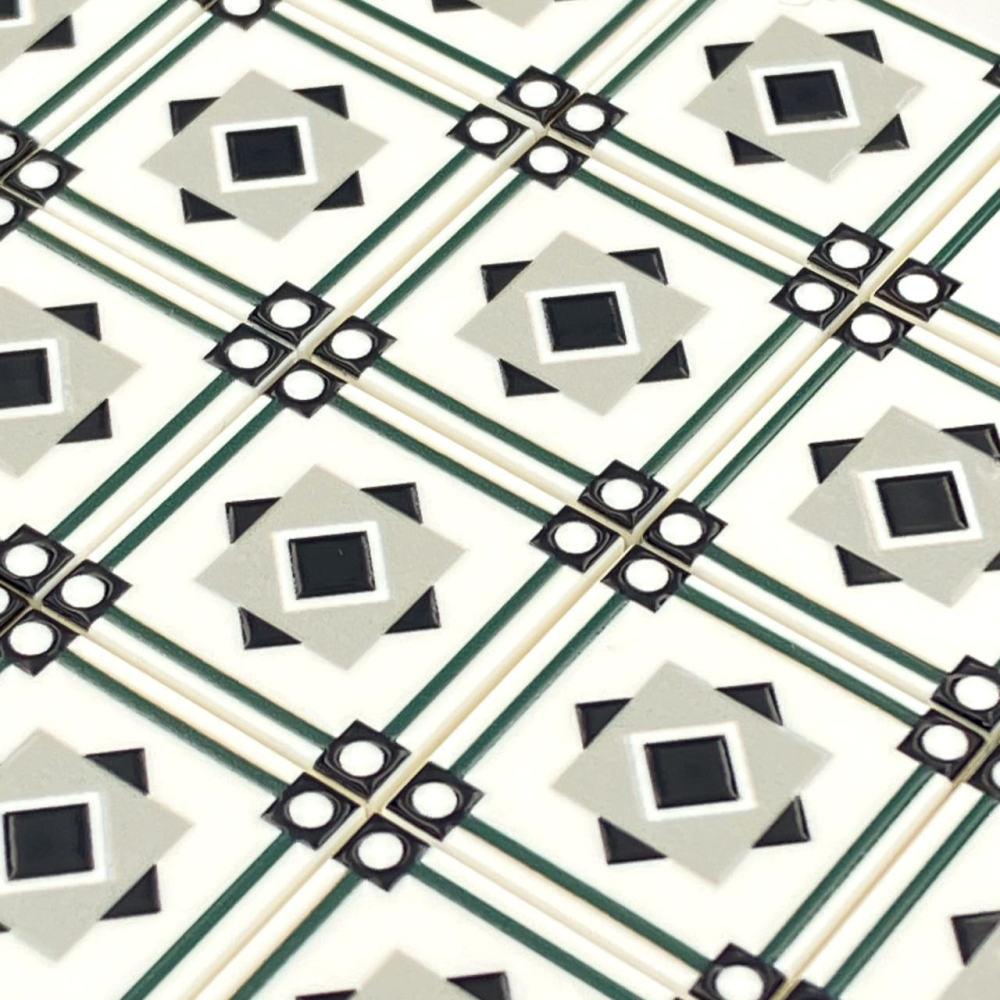 Tile Portugees 2x2 Type 4 Medium Dark Green on White