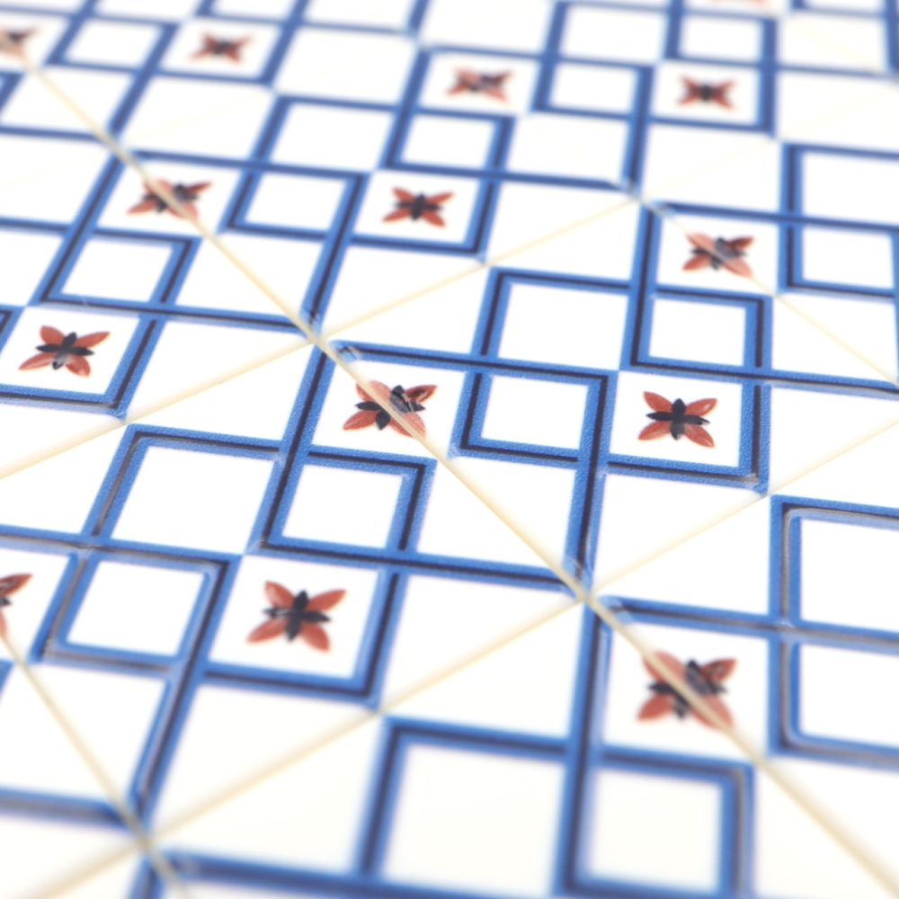 Tile Portugees 2x2 Type 7 small Dark Red on White