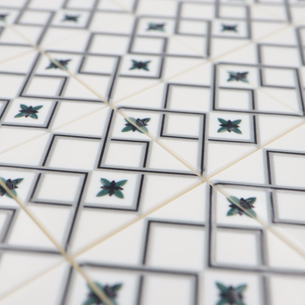 Tile Portugees 2x2 Type 7 small Dark Green on White