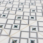 Tile Portugees 2x2 Type 7 small Dark Green on White