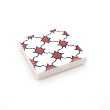 Tile Portugees 2x2 Type 9 small Red on White