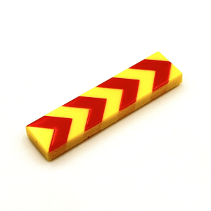 Tile Sign Schrikhek 1x4 Red on Yellow Chevron Dense