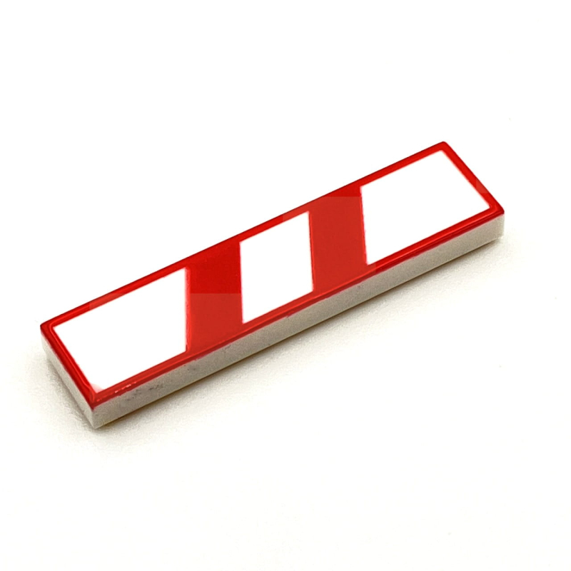 Tile Afstandsbaken Spoorwegovergang 1x4 Red on White 2 Streep Links