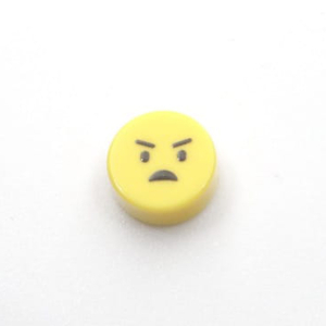 Tile - Emoji - 1x1 Round - Black on Yellow - 01 - Angry face
