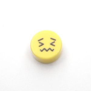 Tile - Emoji - 1x1 Round - Black on Yellow - 02 - Confounded face