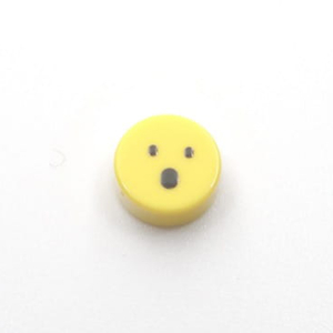 Tile - Emoji - 1x1 Round - Black on Yellow - 04 - Face with open mouth