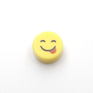Tile - Emoji - 1x1 Round - Black on Yellow - 05 - Face with tongue