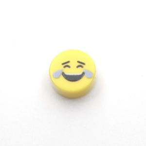 Tile - Emoji - 1x1 Round - Black on Yellow - 06 - Laughing with tears