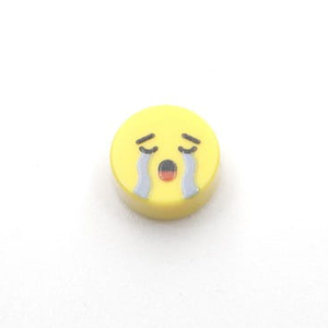 Tile - Emoji - 1x1 Round - Black on Yellow - 07 - Loudly crying face