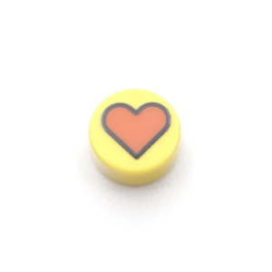 Tile - Emoji - 1x1 Round - Black on Yellow - 08 - Red heart