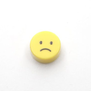 Tile - Emoji - 1x1 Round - Black on Yellow - 09 - Slightly frowning face