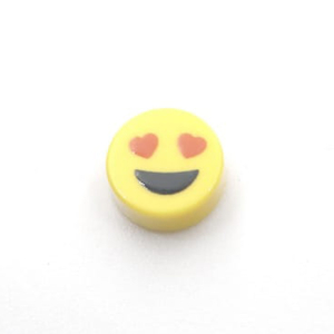Tile - Emoji - 1x1 Round - Black on Yellow - 11 - Smiling face with heart eyes
