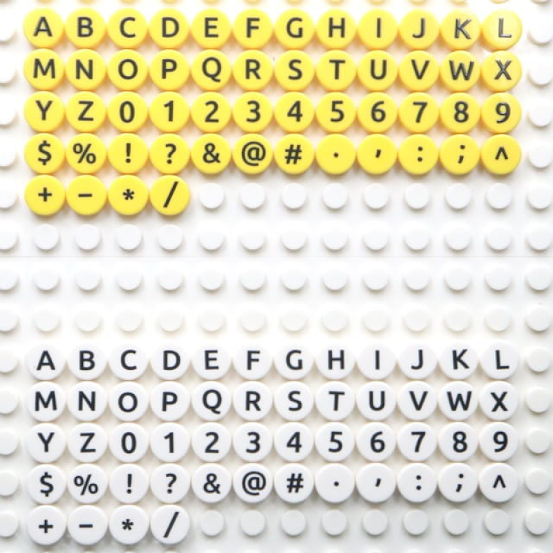 Tile - Letter - 1x1 Round - Black on Yellow