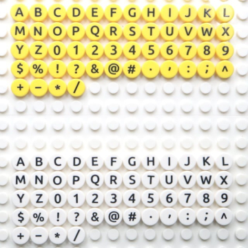 Tile - Letter - 1x1 Round - Black on Yellow