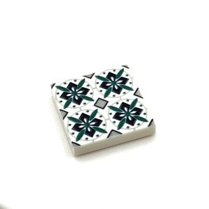 Tile Portugees 2x2 Type 1 Small Dark Green on White Tile Portugees 2x2 Type 1 Small Dark Green on White