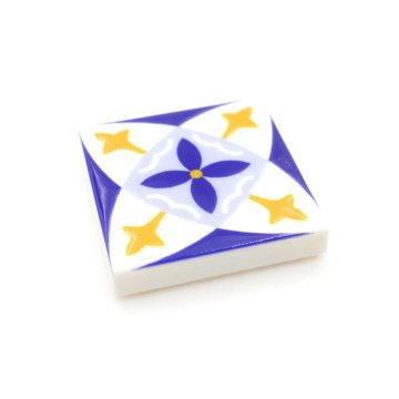 Tile Portugees 2x2 Type 10 medium Light Blue on White