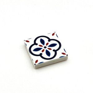 Tile Portugees 2x2 Type 3 Medium Red on White Tile Portugees 2x2 Type 3 Medium Red on White