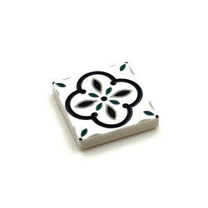 Tile Portugees 2x2 Type 3 Medium Dark Green on White Tile Portugees 2x2 Type 3 Medium Dark Green on White