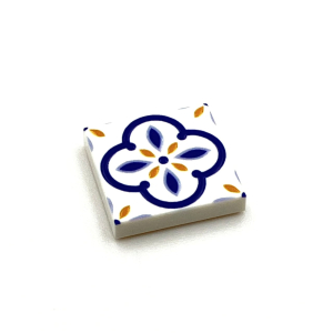 Tile Portugees 2x2 Type 3 Medium Orange on White Tile Portugees 2x2 Type 3 Medium Orange on White