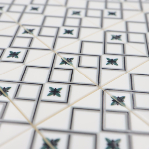 Tile Portugees 2x2 Type 7 small Dark Green on White Tile Portugees 2x2 Type 7 small Dark Green on White