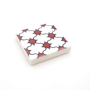Tile Portugees 2x2 Type 9 small Red on White Tile Portugees 2x2 Type 9 small Red on White