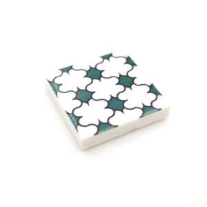 Tile Portugees 2x2 Type 9 small Dark Green on White Tile Portugees 2x2 Type 9 small Dark Green on White