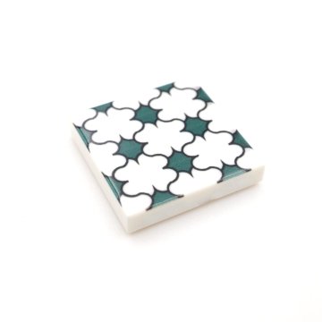 Tile Portugees 2x2 Type 9 small Dark Green on White