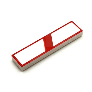 Tile Afstandsbaken Spoorwegovergang 1x4 Red on White 1 Streep Links