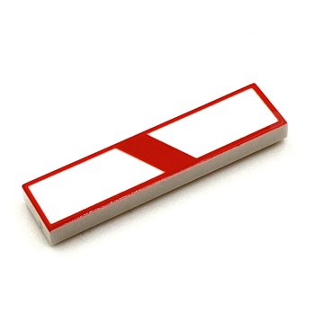 Tile Afstandsbaken Spoorwegovergang 1x4 Red on White 1 Streep Rechts