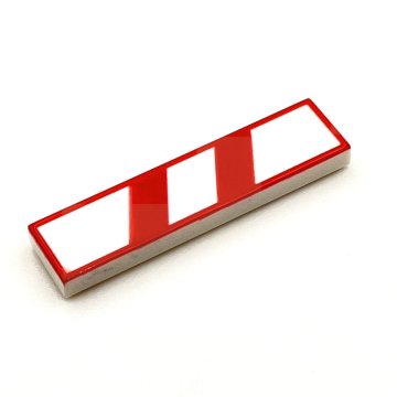 Tile Afstandsbaken Spoorwegovergang 1x4 Red on White 2 Streep Links
