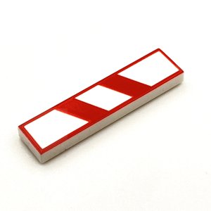 Tile Afstandsbaken Spoorwegovergang 1x4 Red on White 2 Streep Rechts Tile Afstandsbaken Spoorwegovergang 1x4 Red on White 2 Streep Rechts