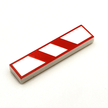 Tile Afstandsbaken Spoorwegovergang 1x4 Red on White 2 Streep Rechts
