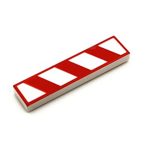 Tile Afstandsbaken Spoorwegovergang 1x4 Red on White 3 Streep Rechts Tile Afstandsbaken Spoorwegovergang 1x4 Red on White 3 Streep Rechts