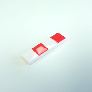 Tile 1x4 White Red Squares 1